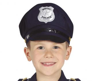 Detská policajná čiapka modrá s odznakom