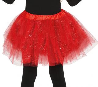 Detská sukňa tutu červená s trblietkami 30cm