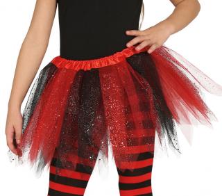 Detská sukňa tutu červeno-čierna s trblietkami 30cm