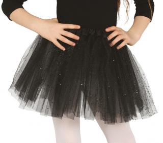 Detská sukňa tutu čierna s trblietkami 30cm