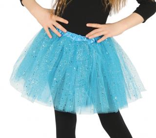 Detská sukňa tutu modrá s trblietkami 30cm
