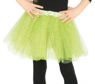 Detská sukňa tutu zelená s trblietkami 30cm