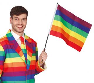 Dúhová vlajka LGBT s paličkou 35x45cm
