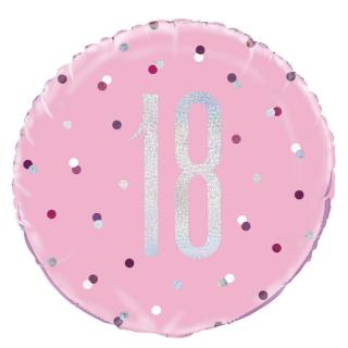 Fóliový balón 18 Birthday ružový 45cm