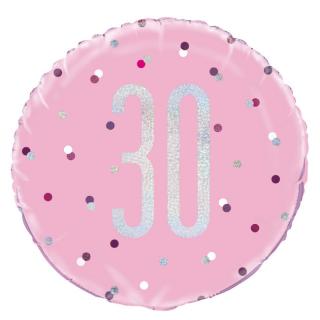 Fóliový balón 30 Birthday ružový 45cm