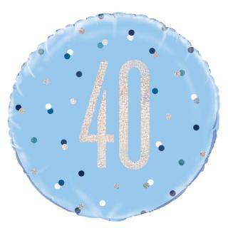 Fóliový balón 40 Birthday modrý 45cm