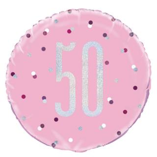 Fóliový balón 50 Birthday ružový 45cm