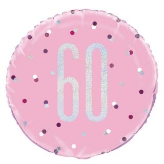 Fóliový balón 60 Birthday ružový 45cm