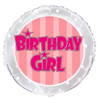 Fóliový balón Birthday Girl Pink Striped 45cm