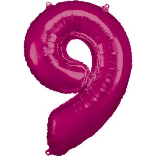 Fóliový balón číslo 9 ružový 83 cm