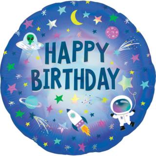 Fóliový balón Happy Birthday Vesmírna Galaxia 45cm