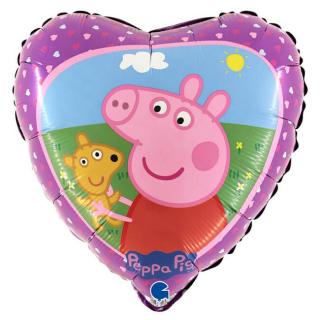 Fóliový balón srdce Prasiatko Peppa Pig 46cm