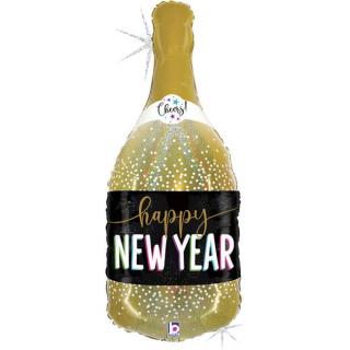 Fóliový balón supershape Champagne Happy New Year 91cm