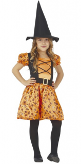 Kostým Oranžová čarodejnica s tekvičkami 3-4 roky