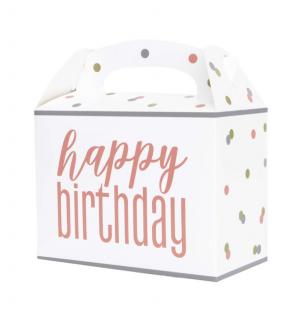 Krabička na tortu Happy Birthday Rose Gold 6ks