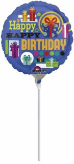 Mini fóliový balón Happy Birthday 10cm