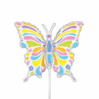 Mini fóliový balón Motýľ pastelový 36cm