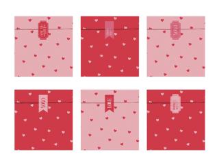 Papierové sáčky ružovo-červené srdiečka 13x14cm 6ks