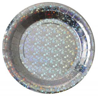 Papierové taniere strieborné glitter 23cm 10ks