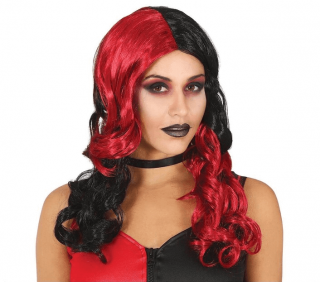 Parochňa Harley Quinn červeno-čierná vlnitá