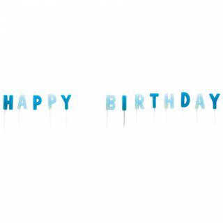 Sviečky Happy Birthday modré 13ks