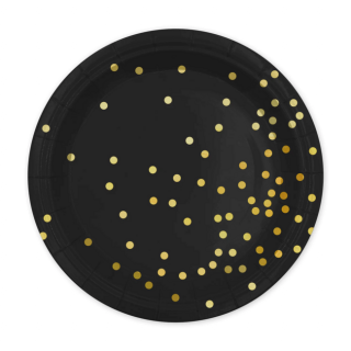 Tanierik veľký čierno-zlaté bodky 23cm 6ks