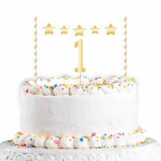 Zápich na tortu 1.narodeniny zlatý 19cm