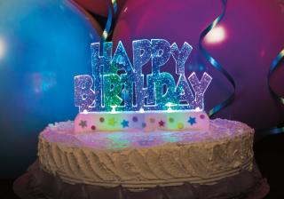 Zápich na tortu Happy Birthday LED farebný