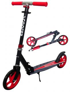 R-SPORT Skladacia kolobežka Scooter H4 do 100 kg , gumové kolesá, nastaviteľná výška Farba produktu: červená