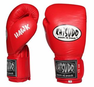 Boxerské rukavice - Katsudo - kožené - Hawk - červené (Boxerské rukavice - Katsudo - kožené - Hawk - červené)