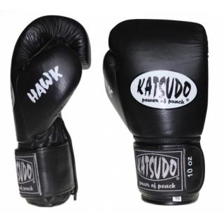 Boxerské rukavice - Katsudo - kožené - Hawk - čierne (Boxerské rukavice - Katsudo - kožené - Hawk - čierne)