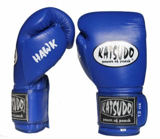Boxerské rukavice - Katsudo - kožené - Hawk - modré (Boxerské rukavice - Katsudo - kožené - Hawk - modré)