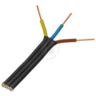 Kábel pevný plochý CYKYLO-J 3x1,5 pvc čierny