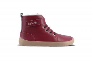Detské zimné barefoot topánky Be Lenka Winter Kids - Dark Cherry Red Veľkosť: 35