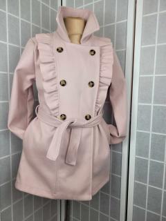Dievčenský jesenný kabát svetlo ružový Veľkosť: 122/128