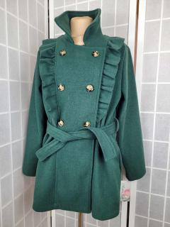 Dievčenský jesenný kabát tmavo zelený Veľkosť: 110/116