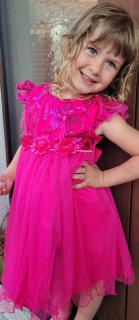 La Dora dievčenske šaty tmavo ružové s flitrami Veľkosť: 128