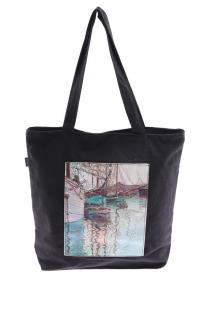 Bavlnená taška s umeleckým vzorom (Čierna taška)