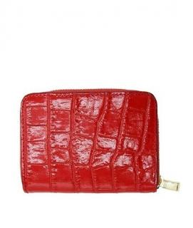 Dámska červená peňaženka na zips (Kožená peňaženka)