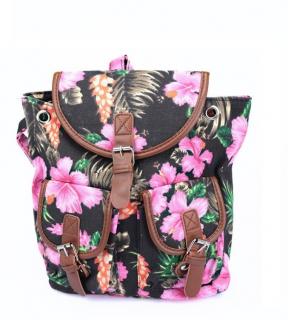 Kvetinový vzorovaný ruksak Light black (Batoh kvetinový motív )