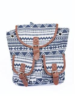 Modrý vzorovaný ruksak  (Batoh geometrický motív)