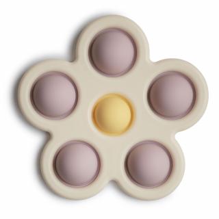 Mushie detská silikónová hračka pop-it Flower Farba: Soft Lilac - Pale Daffodil - Ivory