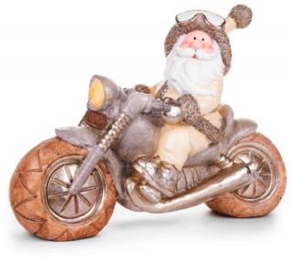 Dekorácia MagicHome Vianoce, Santa na motorke, retro, keramika, 47x18,5x34 cm