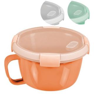 Dóza Curver® 900 ml, s uškom, otvárateľné veko, s rúčkou, mix farieb mint/sivá/broskyňová, hrnček 170x100 mm