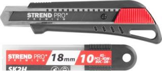 Nôž Strend Pro Premium FD781, BlackMatt, SoftTouch, 18 mm, odlamovací, + 10 ks čepelí, set