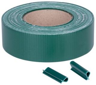 Páska Strend Pro EUROSTANDARD, 47,5 mm, L-35 m, tieniaca, zelená, krycia, na plotové panely, s 20 klipsami, 450g/m2, PVC, RAL6005