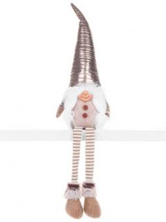 Postavička MagicHome Vianoce, Škriatok s dlhými nohami, látkový, strieborno-sivý, 17x12x59 cm