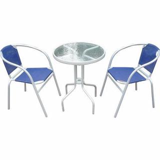 Set balkónový BRENDA, modrý, stôl 72x59 cm, 2x stolička 60x71 cm