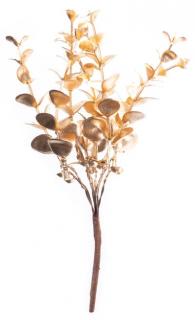 Vetvička MagicHome Vianoce, eukalyptus, zlatá, 15 cm