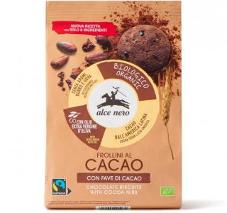 Alce Nero BIO čokoládové sušienky s kakaovými bôbmi a extra panenským olivovým olejom, Fairtrade, 250 g